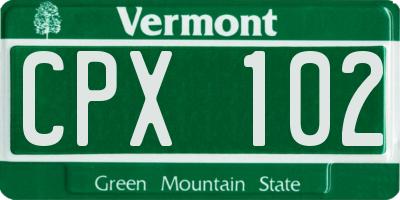 VT license plate CPX102