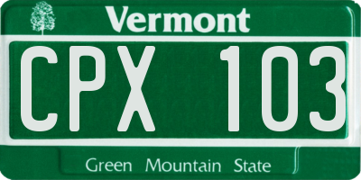 VT license plate CPX103