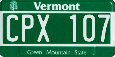 VT license plate CPX107