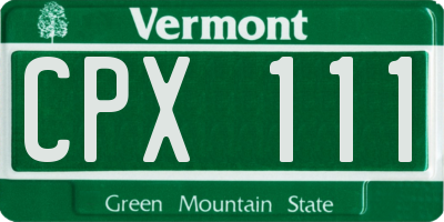 VT license plate CPX111