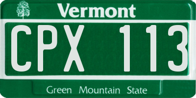 VT license plate CPX113