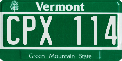 VT license plate CPX114
