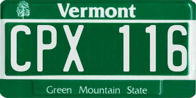 VT license plate CPX116