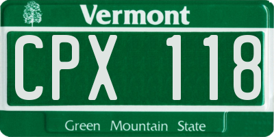 VT license plate CPX118