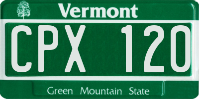 VT license plate CPX120