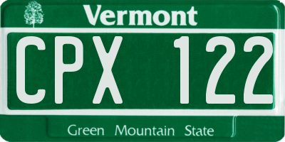 VT license plate CPX122