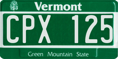VT license plate CPX125
