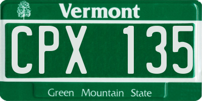 VT license plate CPX135