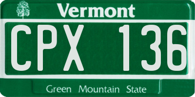 VT license plate CPX136