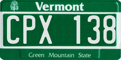VT license plate CPX138
