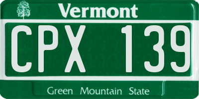 VT license plate CPX139