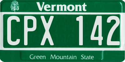 VT license plate CPX142