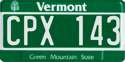 VT license plate CPX143
