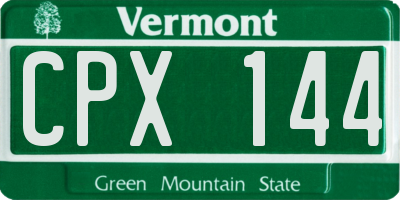 VT license plate CPX144