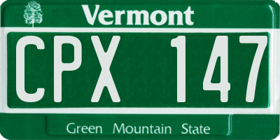 VT license plate CPX147