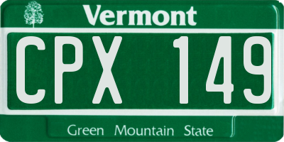 VT license plate CPX149