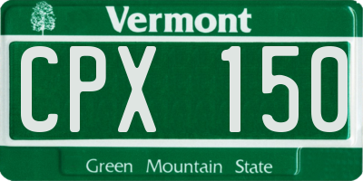 VT license plate CPX150