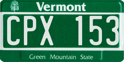 VT license plate CPX153