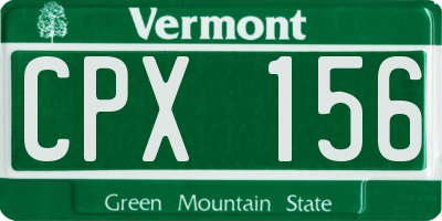 VT license plate CPX156