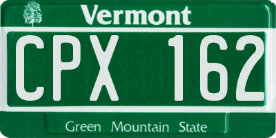 VT license plate CPX162