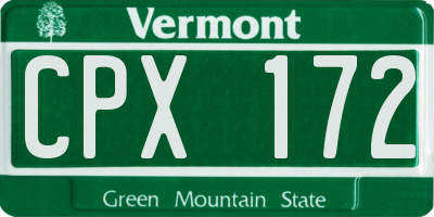 VT license plate CPX172