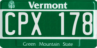 VT license plate CPX178
