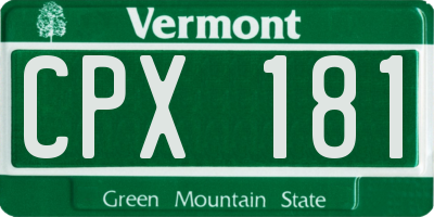 VT license plate CPX181