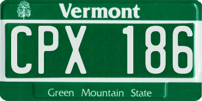 VT license plate CPX186