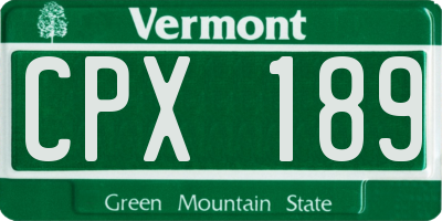 VT license plate CPX189
