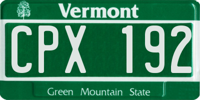 VT license plate CPX192