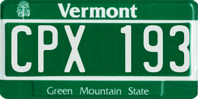 VT license plate CPX193
