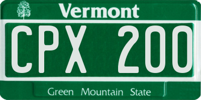 VT license plate CPX200