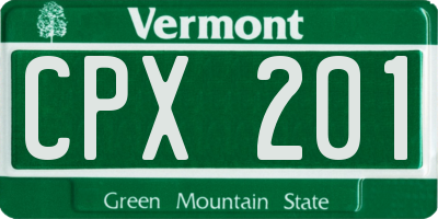 VT license plate CPX201