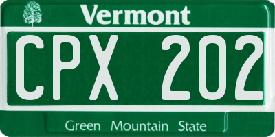 VT license plate CPX202