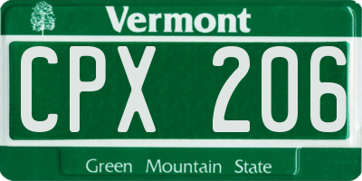 VT license plate CPX206