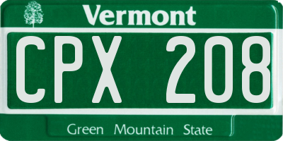 VT license plate CPX208