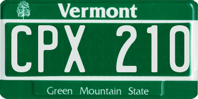 VT license plate CPX210