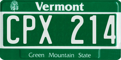 VT license plate CPX214