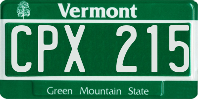 VT license plate CPX215