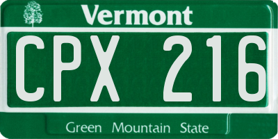 VT license plate CPX216