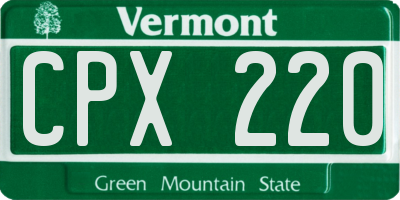 VT license plate CPX220