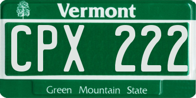 VT license plate CPX222