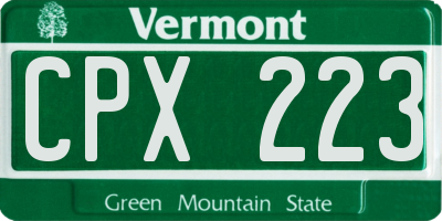 VT license plate CPX223