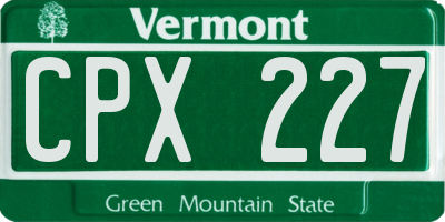 VT license plate CPX227