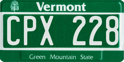 VT license plate CPX228