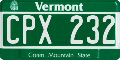 VT license plate CPX232