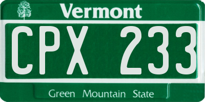 VT license plate CPX233