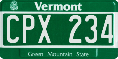 VT license plate CPX234