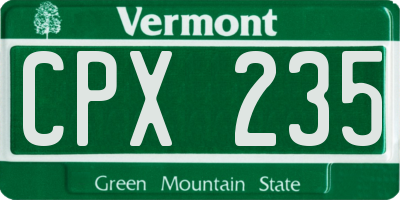 VT license plate CPX235