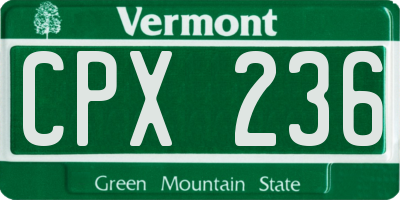 VT license plate CPX236